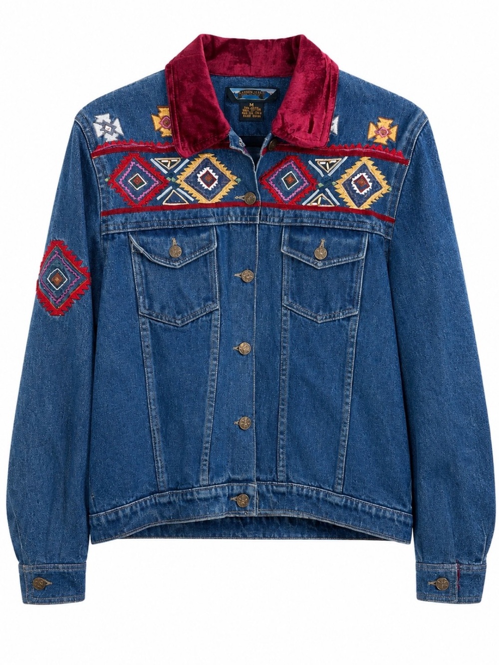 Vintage Shaver Lake Aztec Denim Jacket Size M